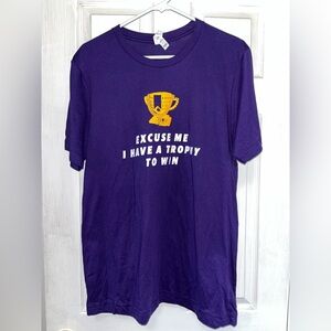 Purple Graphic T-Shirt with Trophy Design